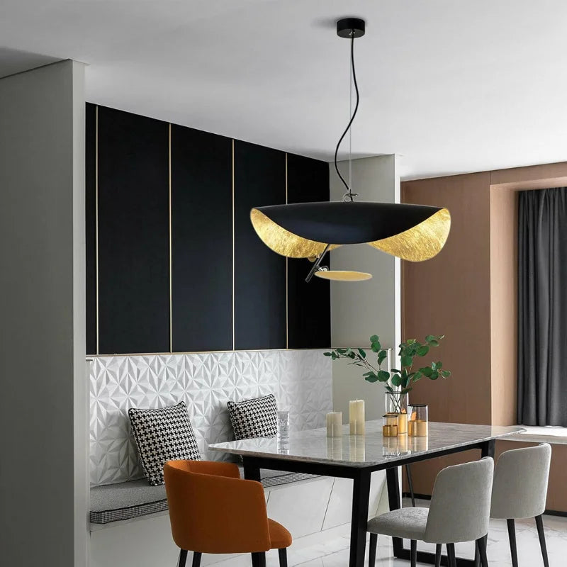 Golden-hat-shaped-LED-chandelier-for-dining-rooms-in-Pakistan