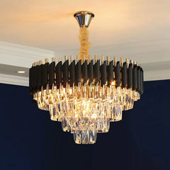 Modern-Crystal-Chandelier-Over-Round-Dining-Table