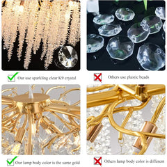 Modern-gold-chandelier-with-hanging-crystals