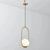 Oval-shape-hanging-lamp-with-gold-frame