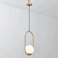Oval-shape-hanging-lamp-with-gold-frame