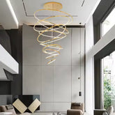 Spiral-LED-chandelier-with-gold-finish
