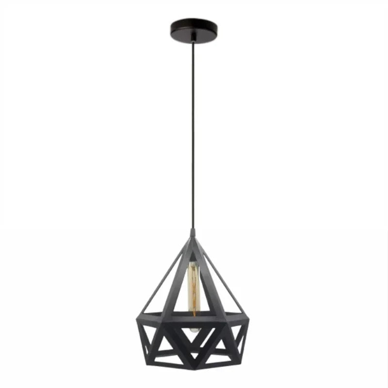 Strip-diamond-hanging-light-with-black-metal-frame