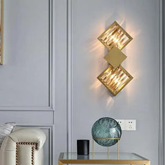 Crystal Golden Brass Double Wall Lamp