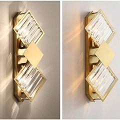 Crystal Golden Brass Double Wall Lamp