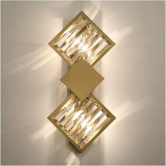 Crystal Golden Brass Double Wall Lamp