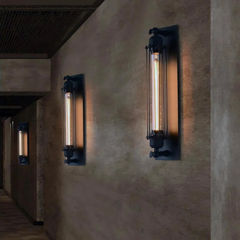 Rustic-style-metal-wall-sconce-with-warm-bulb

