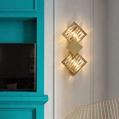 Crystal Golden Brass Double Wall Lamp