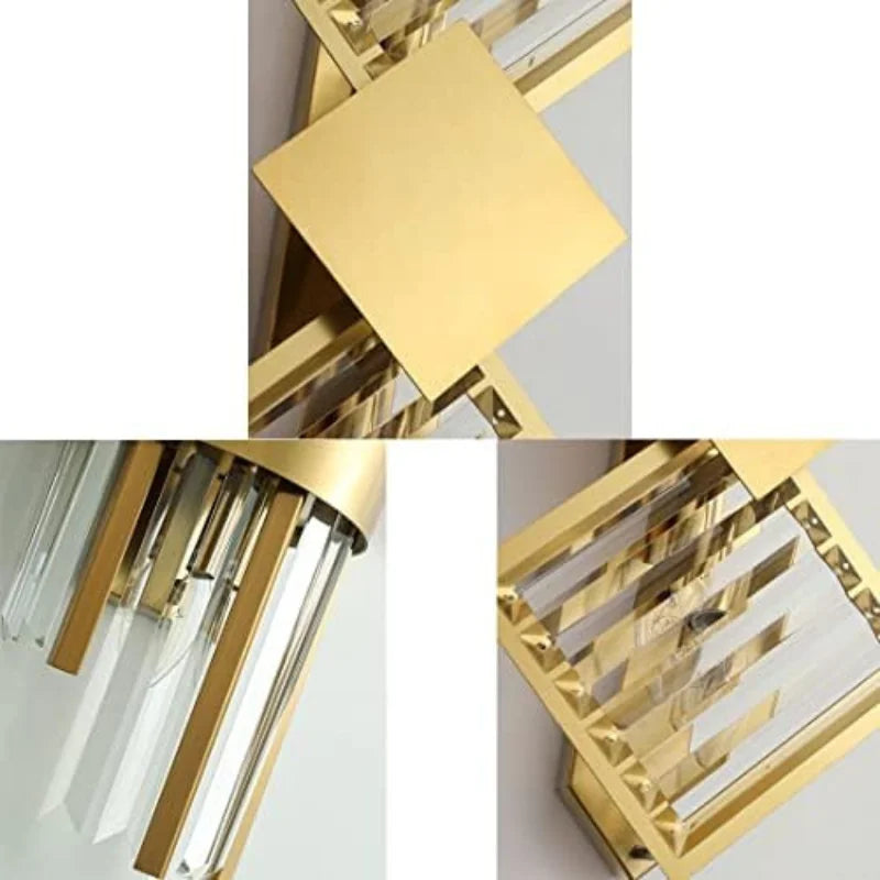 Crystal Golden Brass Double Wall Lamp
