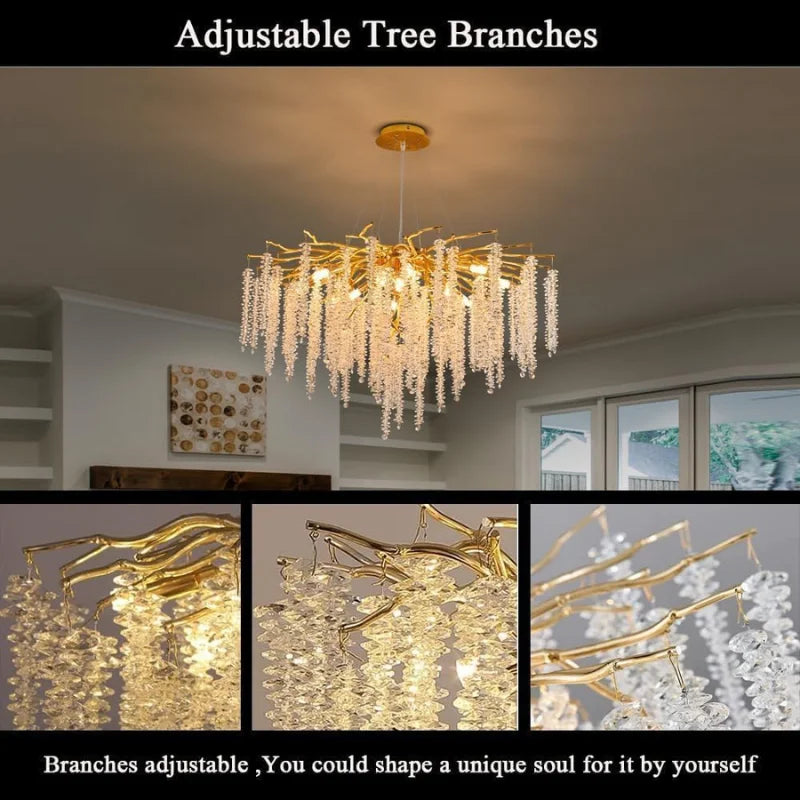 Modern Crystal Chandelier with Beaded Design